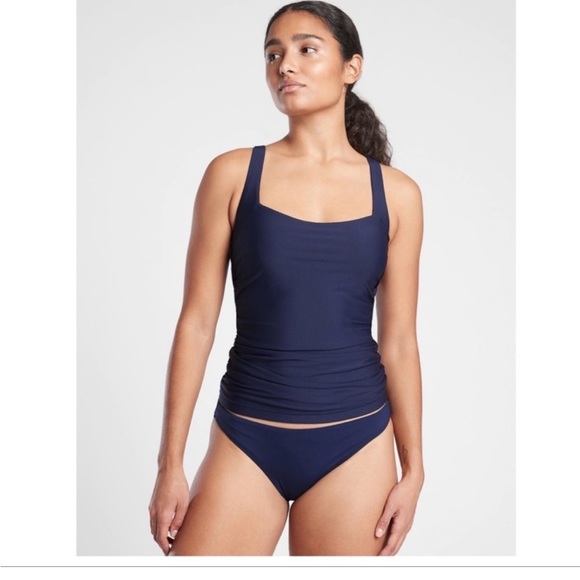 Athleta Square Neck Bra Cup Tankini Top Size 40D/DDT *see size chart Dress Blue - Picture 1 of 9